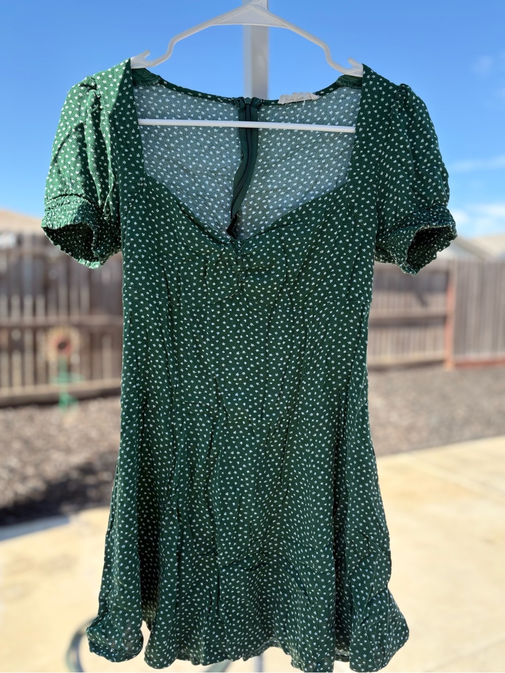 Pacsun/LA Hearts Women's Green Floral-Print Short Sleeve Mini Dress
